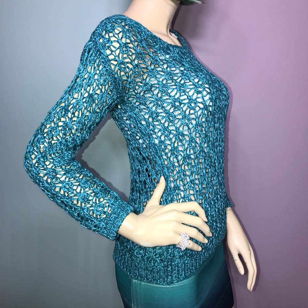 BERSHKA • Macramé Turquoise Sweater / (S/26) - Picture 4 of 8